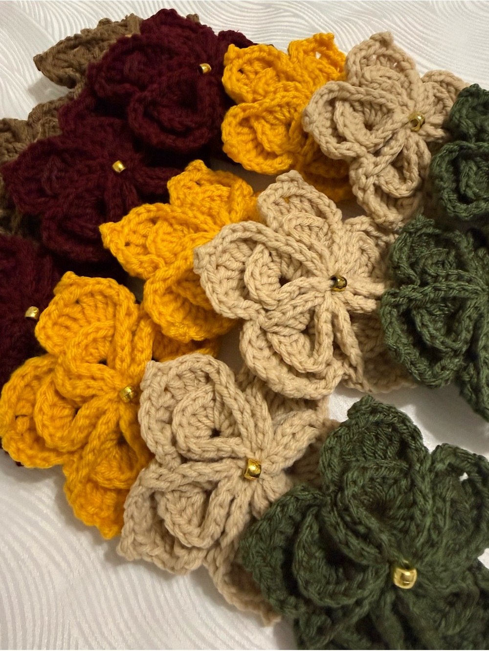Handmade Crochet Flowers set of 15  Autumn Colors